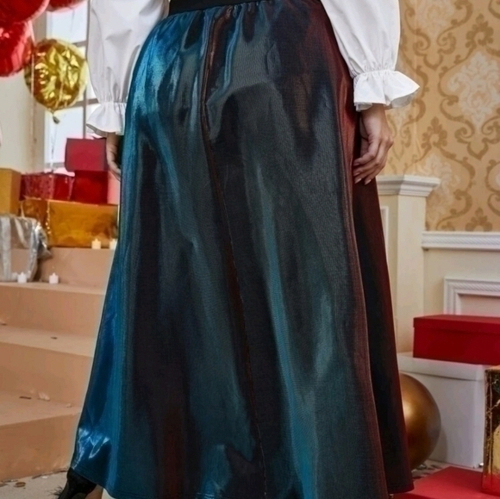 SHEIN HOLOGRAPHIC MAXI SKIRT SZ 3X - Picture 3 of 4